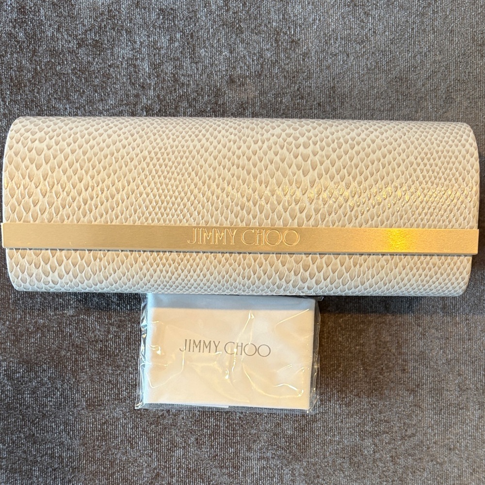 New Jimmy Choo creme Color eyewear sunglass clutch opening case only